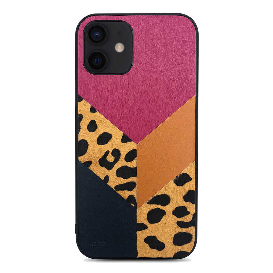 Apple iPhone 12 Kılıf Kajsa Glamorous Serisi Leopard Combo Kapak