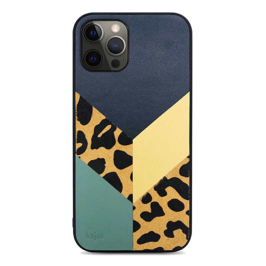 Apple iPhone 12 Pro Max Kılıf Kajsa Glamorous Serisi Leopard Combo Kapak