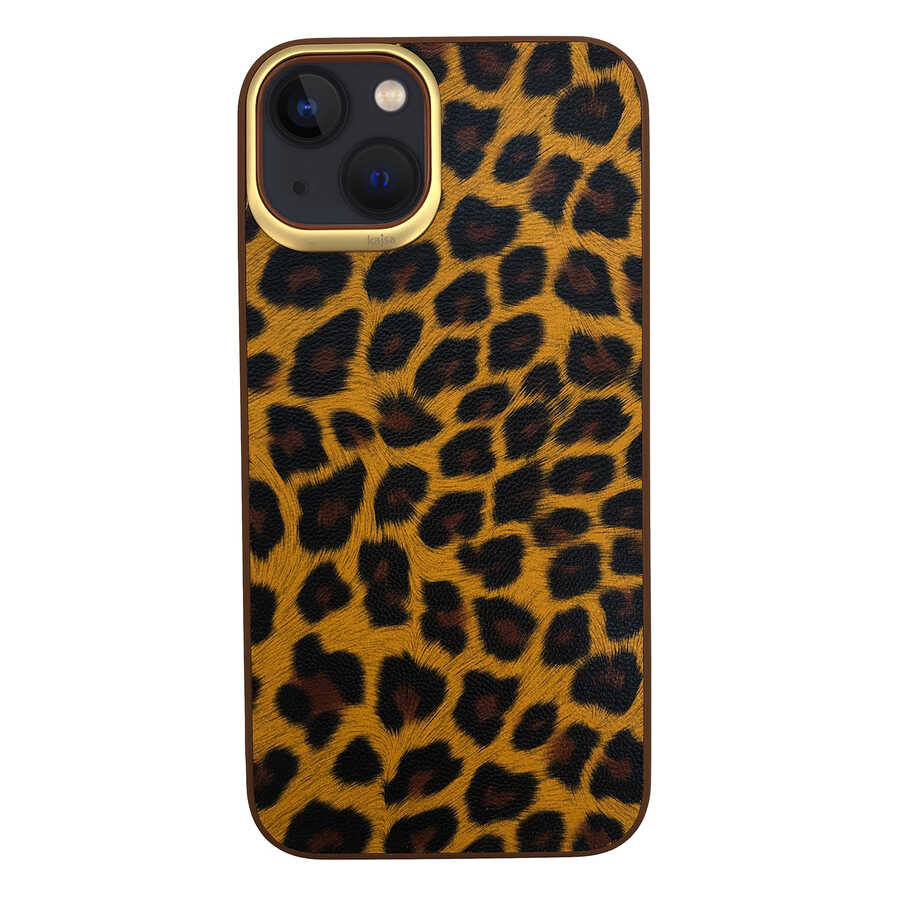 Apple iPhone 13 Kılıf Kajsa Glamorous Serisi Leopard Combo Kapak