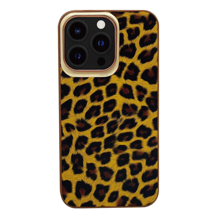 Apple iPhone 13 Pro Max Kılıf Kajsa Glamorous Serisi Leopard Combo Kapak