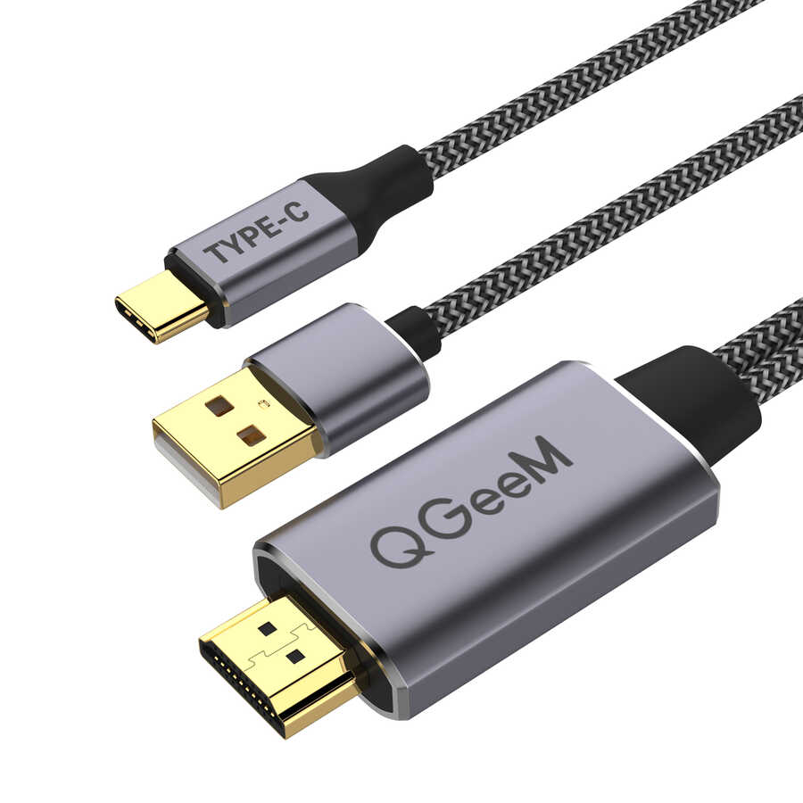 Qgeem QG-UA12 Type-C To HDMI 2 in 1 Kablo